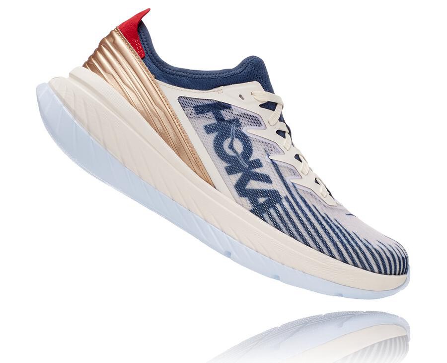 Hoka One One Running Shoes Mens White/Blue - Carbon X-SPE - 27593AMDY